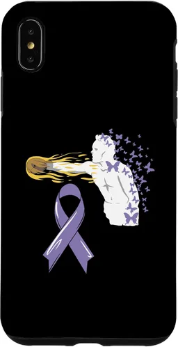 Vista 7 de Funda para iPhone 14 con cinta de concientización sobre el cáncer, color lavanda, sobreviviente de lucha contra el cáncer