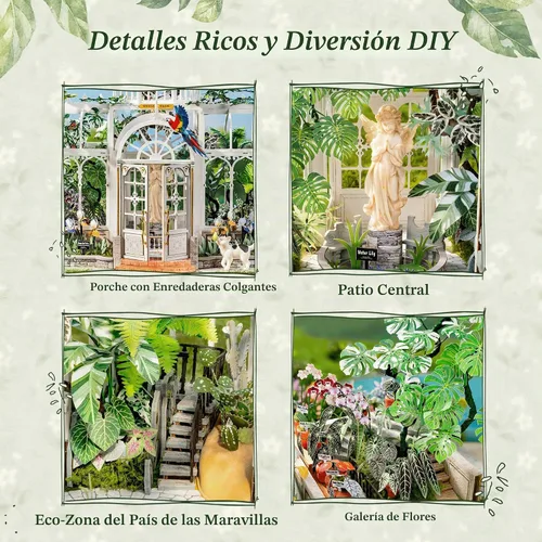 Vista 3 de Rolife Greenhouse Miniature House Kit with LED Light