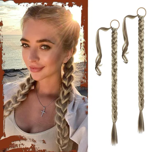 Vista 75 de SOFEIYAN Extensión de cola de caballo trenzada larga con banda elástica y mechón liso envolvente, extensiones de cabello naturales suaves