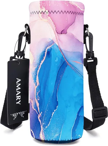 Vista 19 de AMARY - Bolsa de transporte de neopreno para botella de agua, con correa ajustable para el hombro, cubierta aislada para botellas de acero Aves