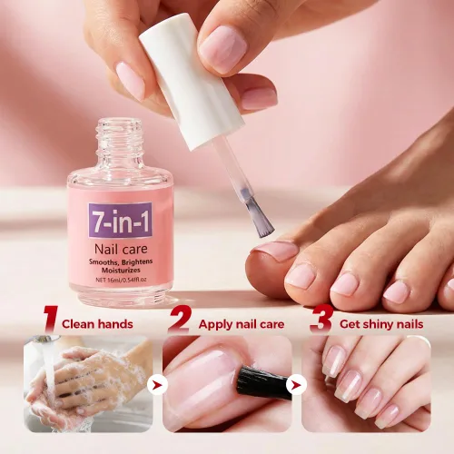 Vista 6 de Esmalte de uñas de secado rápido, aceite de queratina 7 en 1 para el cuidado de uñas de secado rápido, aceite de fortalecimiento de uñas de secado