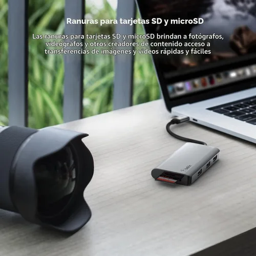 Vista 5 de Belkin Concentrador USB-C, estación de acoplamiento multipuerto USB-C 5 en 1 para MacBook y Windows con HDMI 4K 1.4, 2 USB-A 3.1, SD 3.0 y Micro SD
