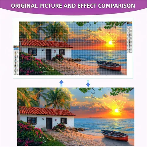 Vista 7 de Beach Cabin Diamond Painting Kits for Adults Beginners, 5D Full Drill Diamond Art Kits Gem Art for Home Wall Decor, Rhinestone Embroidery Crafts