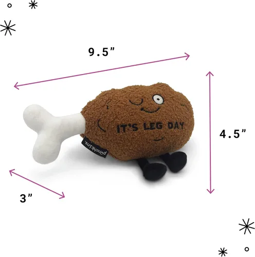 Vista 2 de Punchkins Peluche de pata de pollo, divertido peluche con texto en inglés "It's Leg Day", regalo para los amantes del humor, bonito juguete