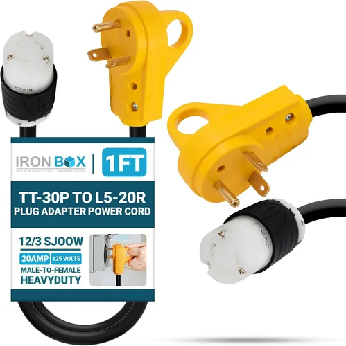 Vista 41 de IronBox Electric TT-30P a TT-30R - Adaptador y extensión - 30A, 125V, 10/3 SOOW - Cable adaptador de conector de enchufe resistente, cable