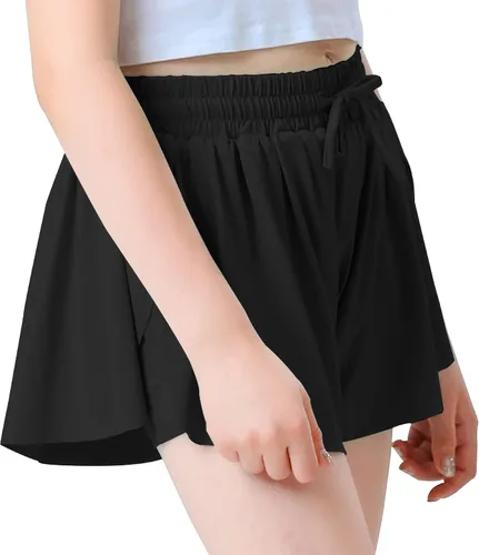 Vista 2 de Pantalones cortos fluidos de mariposa para niñas, pantalones cortos deportivos para niños pequeños, faldas de tenis 2 en 1, pantalones cortos