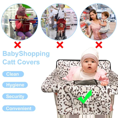 Vista 4 de Funda para carrito de compras para bebé 2 en 1 Funda para silla alta con arnés de seguridad Multifuncional Patrón gris Fundas de carro para bebés
