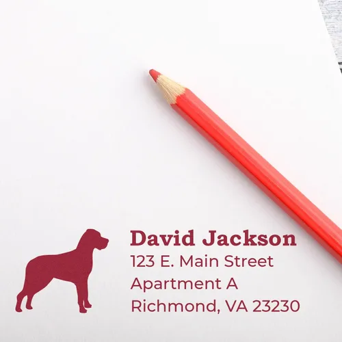 Vista 213 de Airedale Terrier Address Stamp, Custom Airedale Terrier Hand Stamp for Dog Lovers, Duo Rubber Return Address for Pet Owners Montaje manual Duo