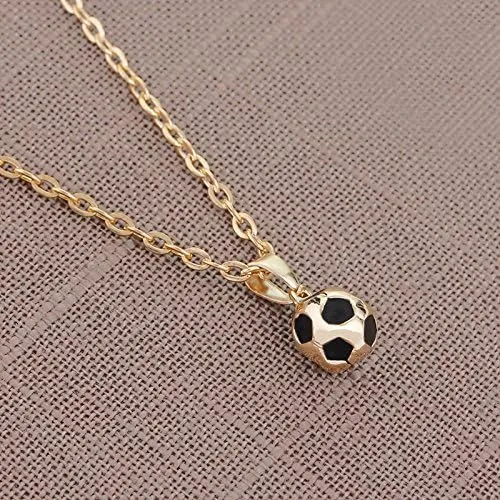Vista 2 de tenghong2021 Collar con colgante de fútbol de baloncesto y plata de oro de 14 quilates, collar deportivo de hiphop, collar con colgante
