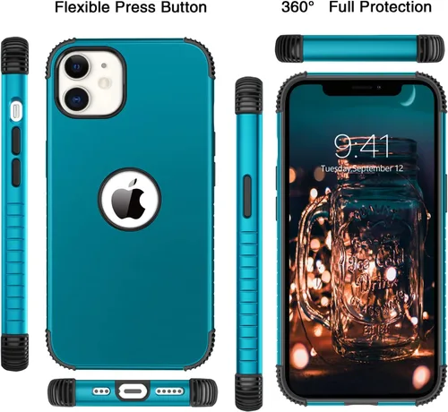 Vista 9 de BENTOBEN para iPhone 12 Funda, Funda para Teléfono iPhone 12 Pro, Resistente 2 en 1 Protección Completa Rugosa a Prueba de Golpes Híbrida