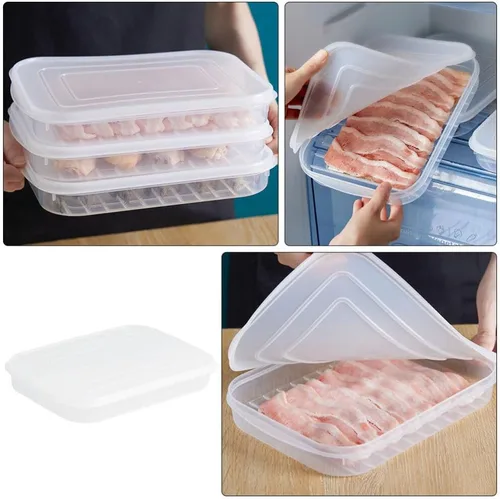 Vista 8 de Kichvoe Bacon Keeper - Recipientes de plástico para almacenamiento de alimentos con tapas, contenedor de preparación de comidas para refrigeradores
