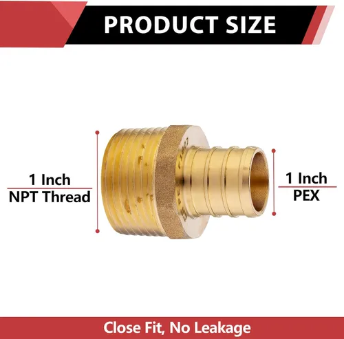 Vista 2 de 2 piezas Pex Barb Crimp accesorios de latón adaptador macho NPT de 1 pulgada x 1 pulgada ASTM F1807,Para agua potable PEX1807022(2)
