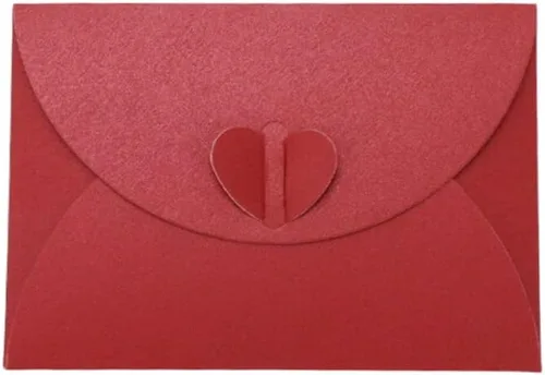 Vista 5 de Paquete de 24 sobres rojos con cierre de corazón para guardar objetos pequeños, sobre de papel, sobres para tarjetas de regalo de invitación