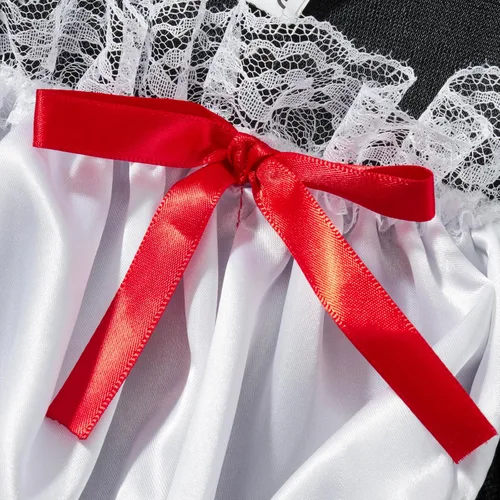 Vista 6 de Vestido pirata para niños, niñas, disfraz de Halloween, vestido midi de encaje de manga larga, chaleco de fiesta, club, cinturón de cintura, gorro
