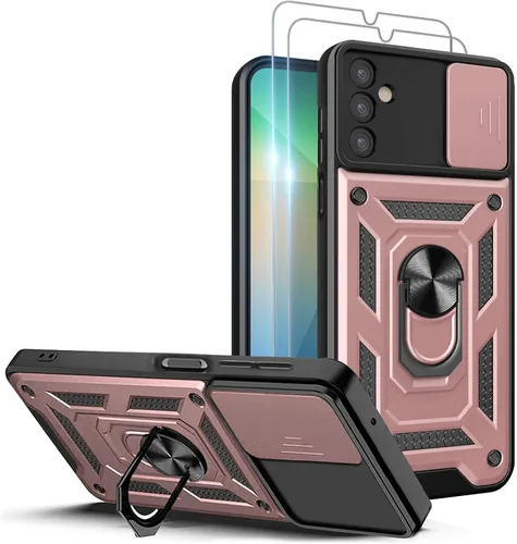Vista 23 de Funda para teléfono Galaxy A06 4G: con protector de pantalla de 2 piezas, cubierta deslizante para cámara y soporte multiángulo para Samsung Galaxy