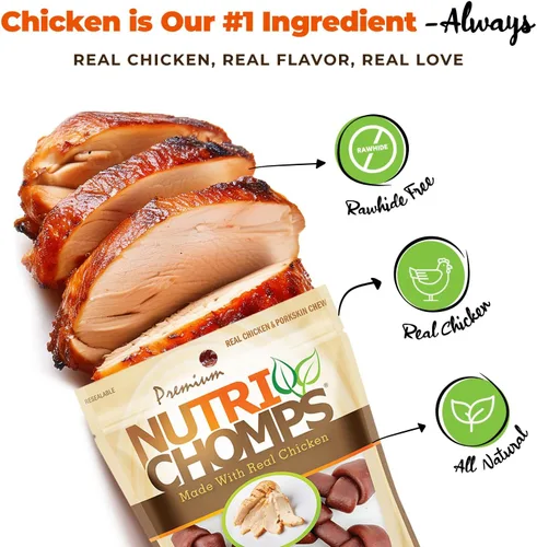 Vista 2 de NutriChomps - Masticables para perros, nudos de 2.5 pulgadas, fáciles de digerir, golosinas para perros sin piel cruda, 8 unidades, sabor a pollo