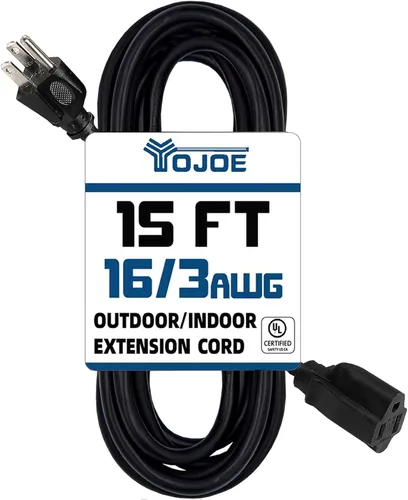 Vista 63 de YOJOE Cable de Extensión, Cable de Alimentación de 3 Clavijas 13A Resistente a la Intemperie, Cable de Extensión Marrón de Servicio Pesado Calibre