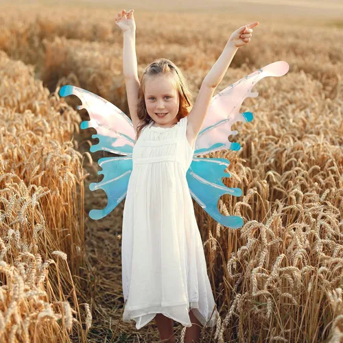 Vista 2 de Alas de hadas eléctricas para niños, niñas y mujeres adultas, alas de mariposa en movimiento iluminadas para Halloween, cosplay, disfraz de alas