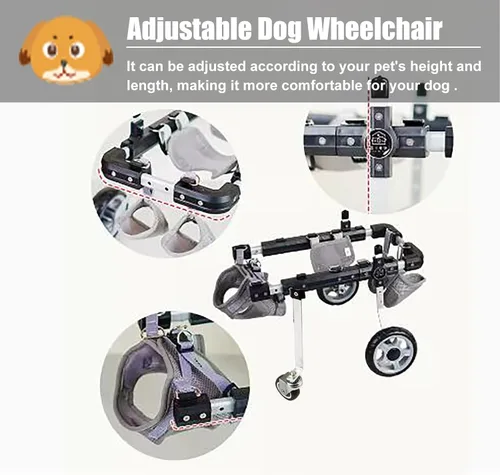 Vista 3 de Dog Wheelchair Front/Back Leg Support Mobility aids for Disabled Pet, 4 Wheels Dog Wheelchair with Reflective Strips, Adjustable Walk Assistant for