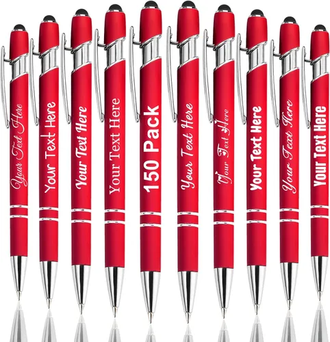 Vista 30 de Hasta 300 bolígrafos personalizados a granel con nombre personalizado con grabado gratis, puntas de lápiz capacitivo grabado, bolígrafo