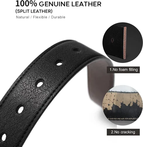 Vista 4 de OUKUPA Cinturones reversibles para hombres cinturones de cuero genuino negro marrón pantalones de mezclilla clásicos de negocios hebilla con caja