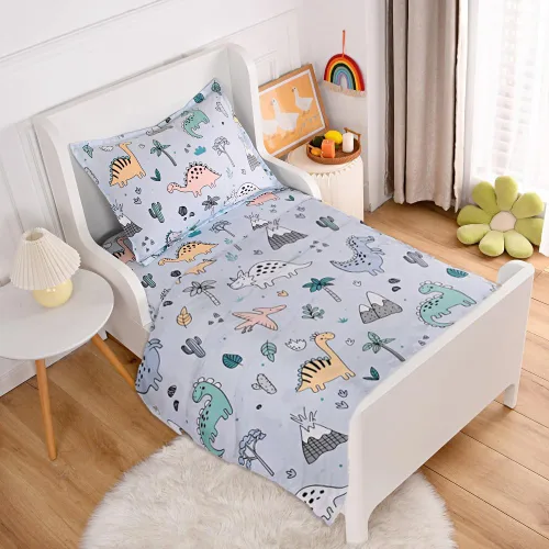 Vista 22 de Juego de 2 sábanas bajeras y fundas de almohada suaves para cama con bonitos patrones de cachorros, sábanas estampadas con patrón de perritos para 2