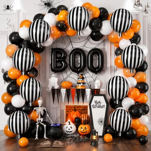 Vista 3 de Gejoy - 12 globos de rayas blancas y negras de 18 pulgadas para decoración