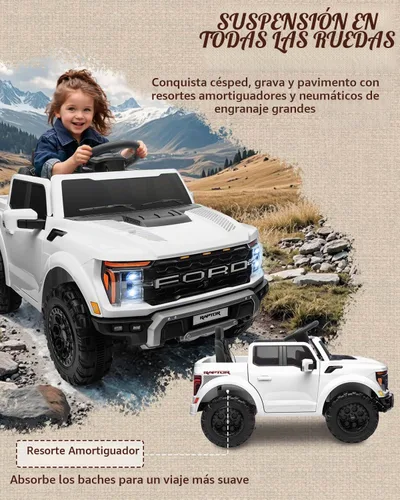 Vista 6 de First Ride On Ford F-150 Raptor - Camión infantil de 12 V, color blanco