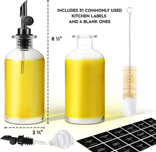 Vista 3 de Spaceneat Botella dispensadora de aceite de oliva para cocina, 11.8 onzas líquidas, paquete dorado y negro