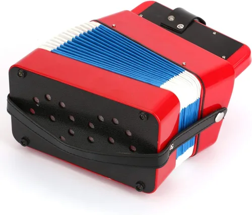 Vista 7 de Tosnail Acordeón pequeño, botones de 10 teclas de control de instrumentos musicales para principiantes de aprendizaje, rojo