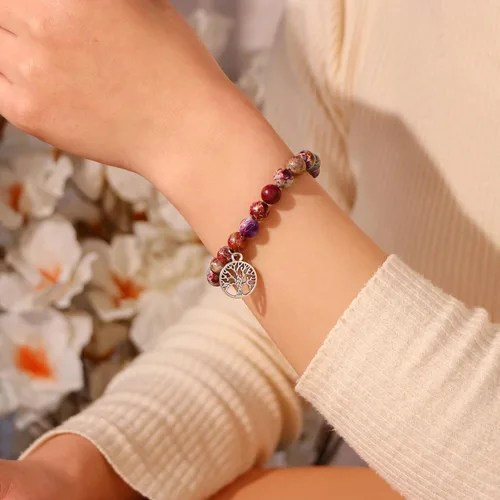 Vista 2 de Gifts for Mom Daughter Birthday Gifts Mother's Day Christmas Stretch Natural Stone Bracelets Tree of Life Jewelry for Women