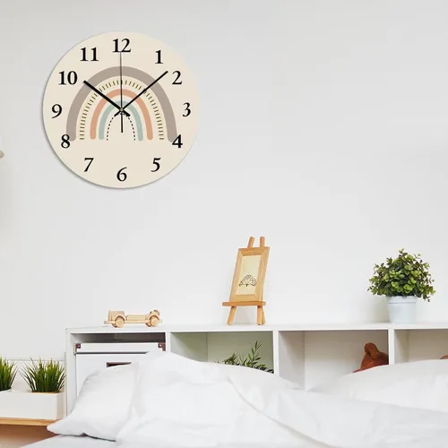 Vista 7 de Reloj de pared bohemio arcoíris rústico de PVC arcoíris de 12 x 12 pulgadas, decoración de cocina, regalos de dormitorio, funciona con pilas, reloj