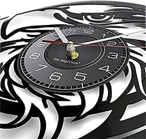 Vista 2 de Reloj de pared vintage, reloj de pared con bandera patriótica de águila americana, arte de pared, silencioso, reloj de pared con cabeza de águila