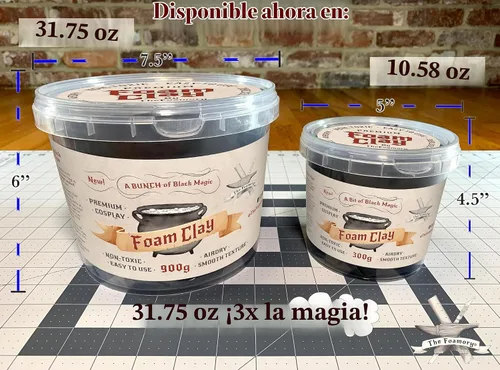 Vista 4 de The Foamory Arcilla de espuma moldeable para cosplay (300g Negro) Arcilla seca al aire de alta densidad, espuma EVA se lija y pinta fácilmente,