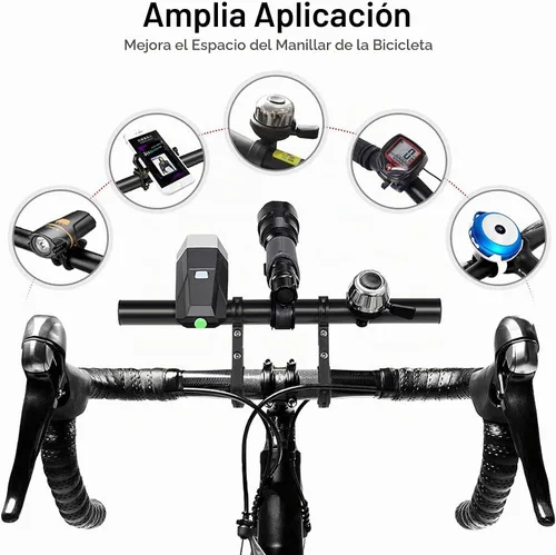 Vista 5 de XNX Extensión extensora de manillar doble de bicicleta de aleación de aluminio, accesorios de soporte de bicicleta súper largo, para soportes