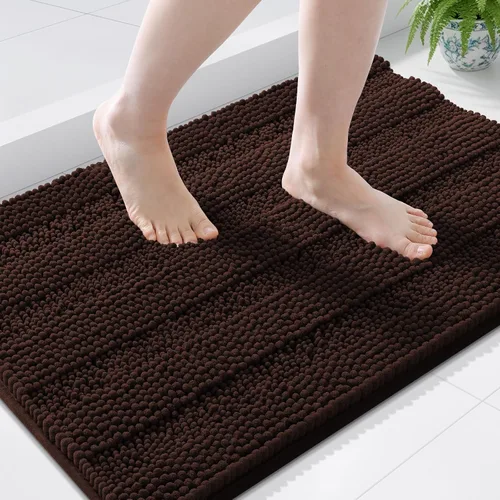 Vista 199 de Grandaily Alfombras de baño de felpilla a rayas de 24 x 16 pulgadas, extra gruesas y suaves, absorbentes, parte trasera de goma, alfombra de ducha