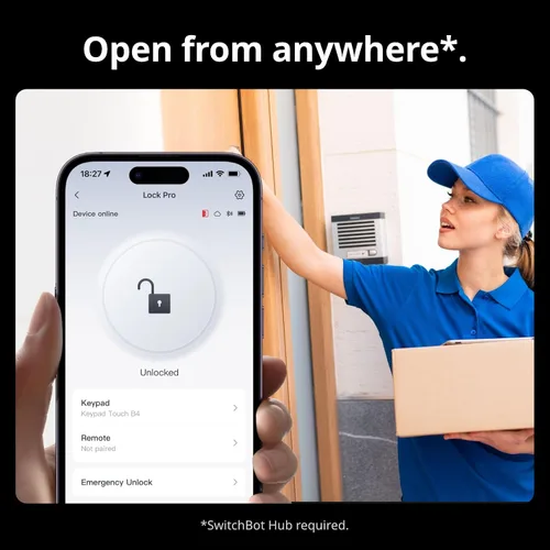 Vista 5 de SwitchBot WiFi Cerradura Inteligente Pro, Cerradura de Puerta de Entrada sin Llave, Cerradura de Puerta Inteligente para Puerta Delantera, Cerrojo