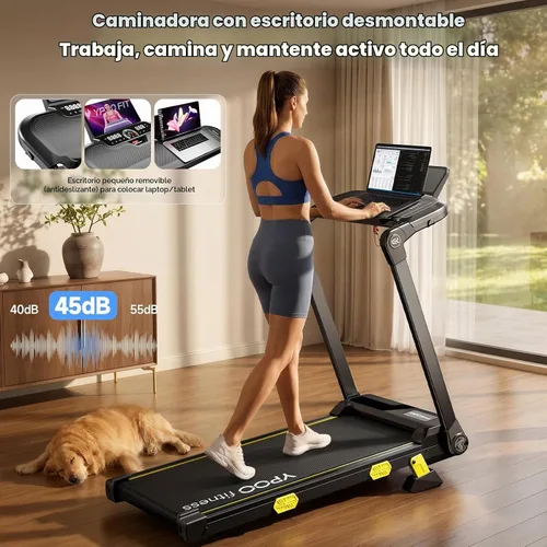 Vista 2 de YPOO 13% Incline Walking Pad Handle 6.2MPH RGB Light Plegable Negro oscuro