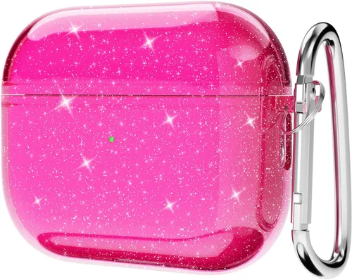 Vista 33 de Svanove Funda para Airpods Transparente con Purpurina, Funda Brillante y Bonita para Airpods de 1ª y 2ª Generación con Llavero, Carcasa Rígida