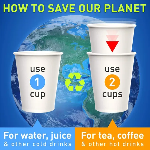 Vista 7 de 50 tazas de café desechables reutilizables – Vasos de papel de 9 onzas para beber, vasos desechables para bebidas calientes, tazas de té, tazas