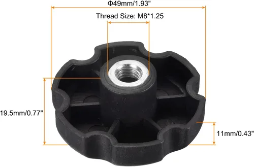 Vista 2 de uxcell 8 tornillos de perilla hembra, M8 x 1.929 in, tuerca de plástico negra para maquinaria, industria, muebles, equipos electrónicos