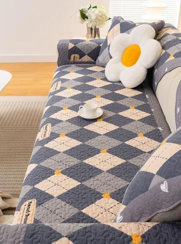 Vista 56 de vctops - Funda de sofá de Navidad a cuadros Buffalo Check de algodón, fundas de sofá seccional acolchadas de patchwork, funda de sofá antideslizante