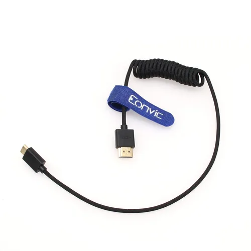 Vista 4 de 2.1 HDMI 8K HDMI macho a mini HDMI macho cable extensor de alta velocidad para monitor Canon Nikon Panasonic GH3 (negro en espiral 19.7 in)