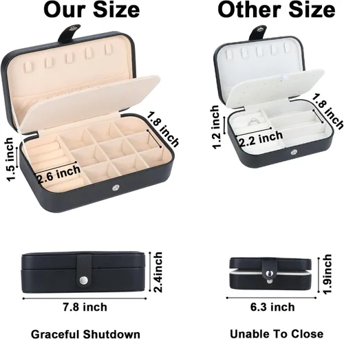 Vista 4 de MFXIP Joyero de viaje, pequeño joyero, caja organizadora de joyas de viaje para mujeres y niñas, estuche de joyería pequeño portátil para aretes