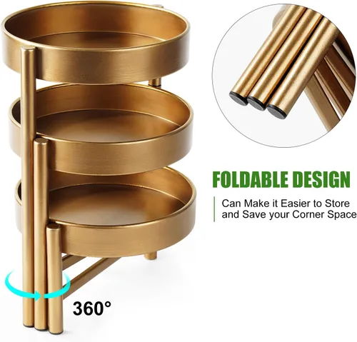 Vista 3 de Harvest Land - Soporte para plantas de 3 niveles para interiores, estante de flores de metal, soporte de mesa para jardín, balcón, sala de estar