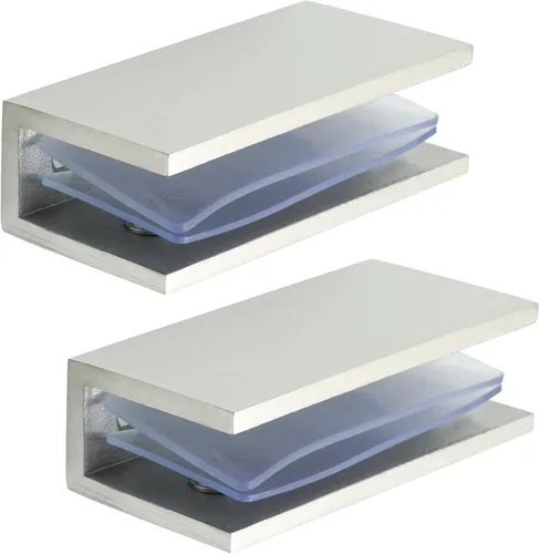 Vista 11 de Alise Soportes de estante de vidrio negro, abrazaderas de vidrio ajustables para ducha, soporte de abrazadera resistente, soportes de acero