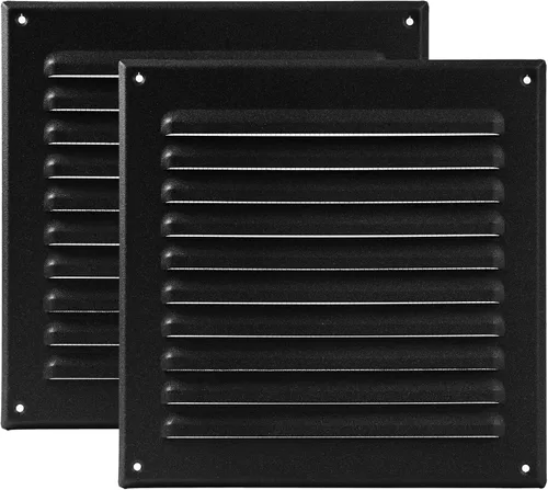 Vista 39 de Vent Systems - Cubierta de rejilla de ventilación de aire de alero rectangular de metal negro de 3 x 10 pulgadas (interior), deflector