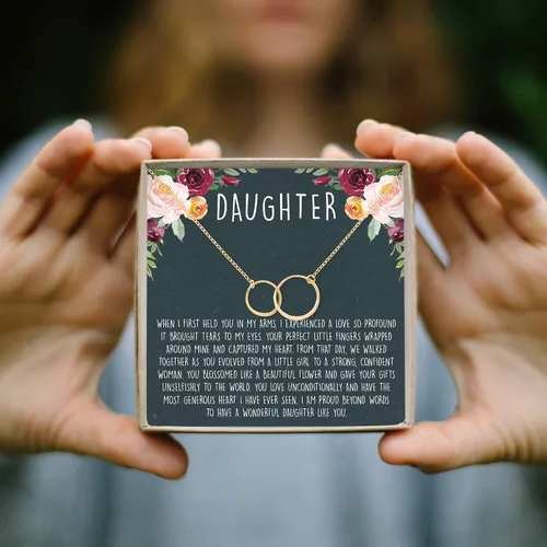 Vista 8 de Collar para madre e hija, tarjeta de corazón y regalo de joyería para cumpleaños, vacaciones