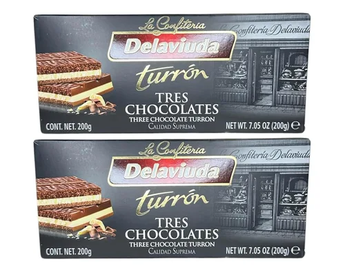 Vista 4 de Delaviuda Turron Praline Tres Chocolates 7 oz Producto de España