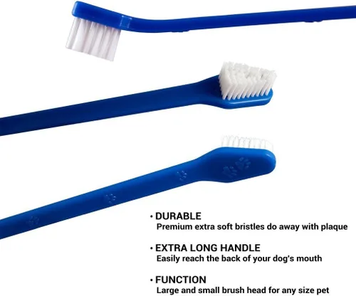 Vista 5 de Pet's Uncle Cepillo de dientes para perros con doble cabeza, cepillo de dientes para mascotas para limpieza de dientes de perro y cuidado dental